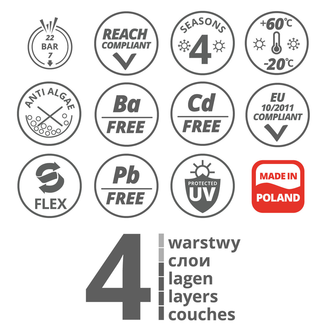 Vartco Light Blue 4-ply water hose Garden hose Garden irrigation hose Flexible Flexible hose Polyester cross braid UV-resistant 22 bar 1" 20m