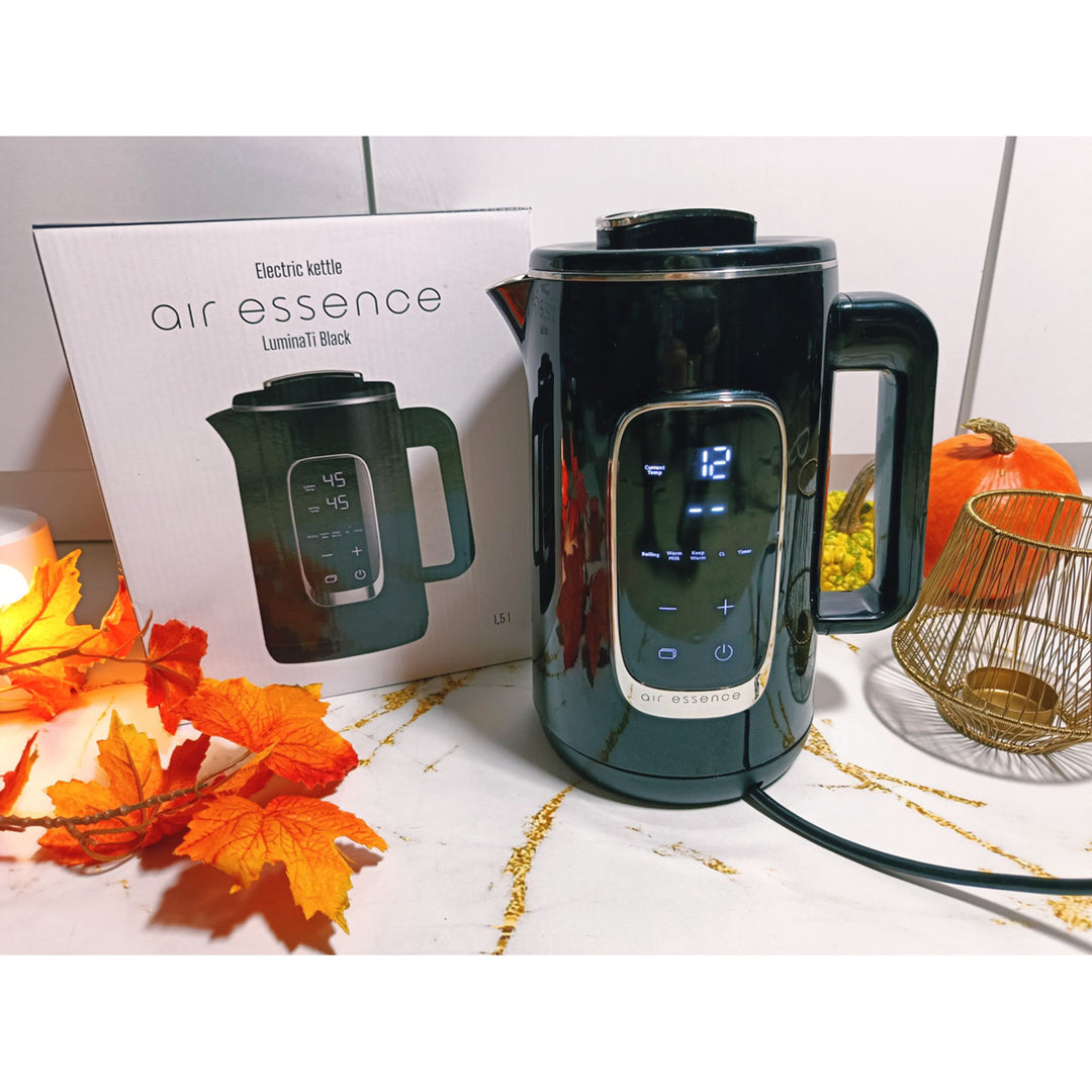 Air Essence LuminaTi Black MAX electric kettle with dechlorination and descaling function, 2200W, 1.5L capacity