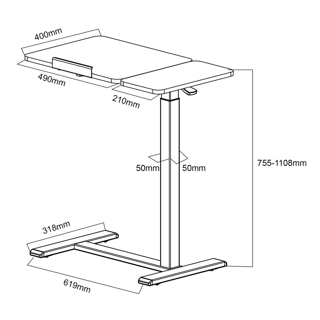 Mobiler Schreibtisch/Laptopständer Maclean, weiß, höhenverstellbar 76-109cm, max. 30kg , MC-120 W