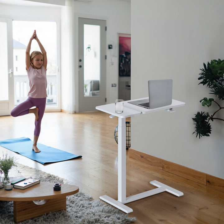 Mobiler Schreibtisch/Laptopständer Maclean, weiß, höhenverstellbar 76-109cm, max. 30kg , MC-120 W