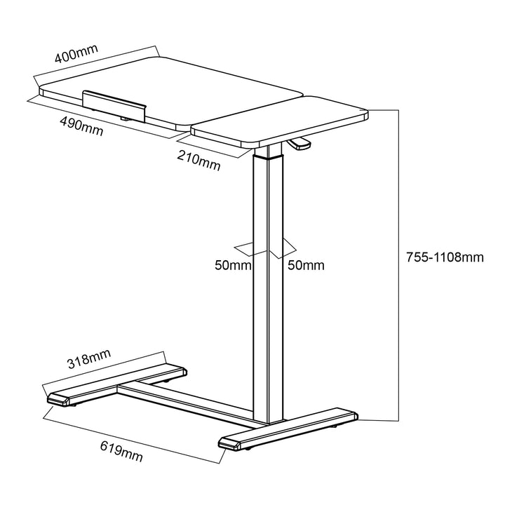 Mobiler Schreibtisch/Laptop-Ständer Maclean, schwarz, höhenverstellbar 76-109cm, max. 30kg , MC-120 B