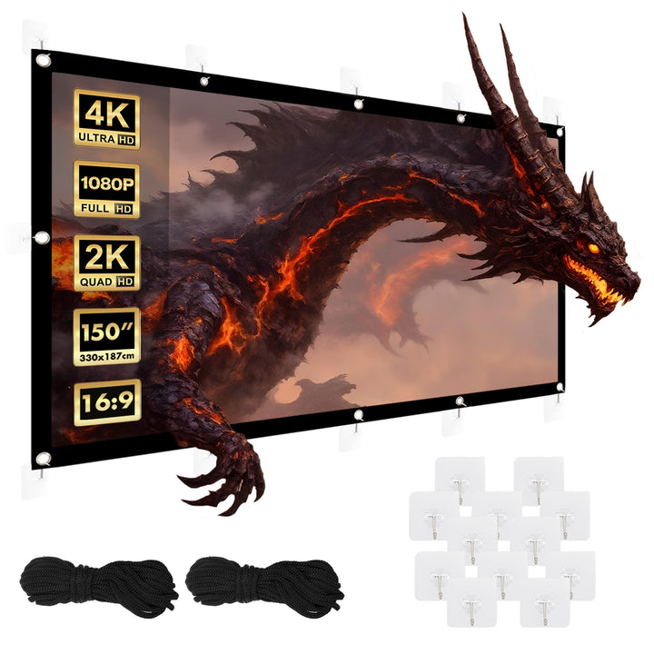 Maclean Projektionswand, 150", 330x187cm, 25mm Rand 16:9, Spannhaken, MC-167