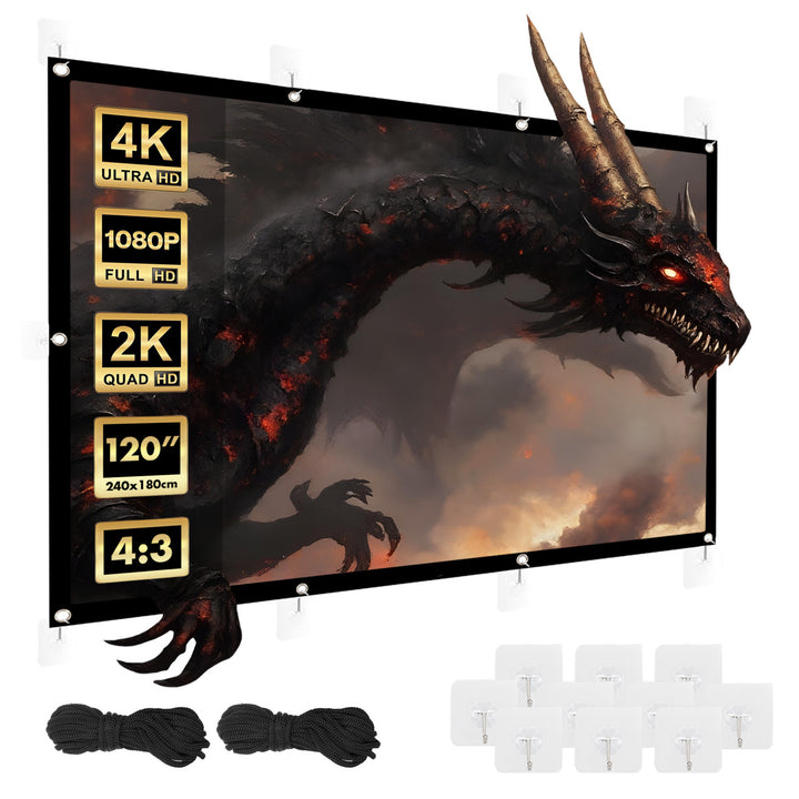 Maclean projection screen, 120", 240x180cm, 25mm 4:3 border, tension hooks, MC-169