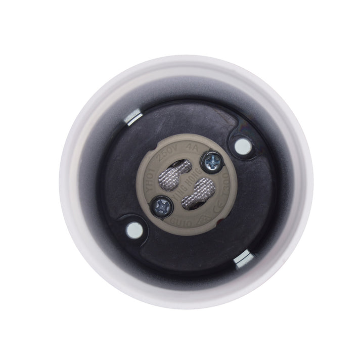 Maclean MCE361 W Luminaria/tubo de superficie, spot, redondo, aluminio, GU10, 55x130mm, blanco + Bombilla LED GU10 7W Maclean Energy MCE437 WW blanco cálido 3000K, 220-240V~, 50/60Hz, 490 lúmenes