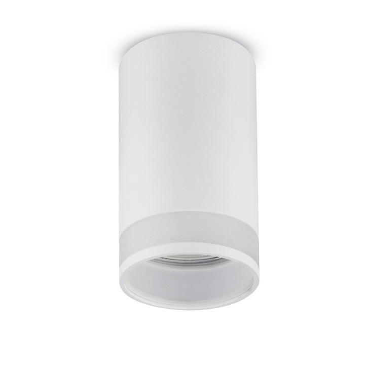Maclean MCE361 W Luminaria/tubo de superficie, spot, redondo, aluminio, GU10, 55x130mm, blanco + Bombilla LED GU10 7W Maclean Energy MCE437 WW blanco cálido 3000K, 220-240V~, 50/60Hz, 490 lúmenes