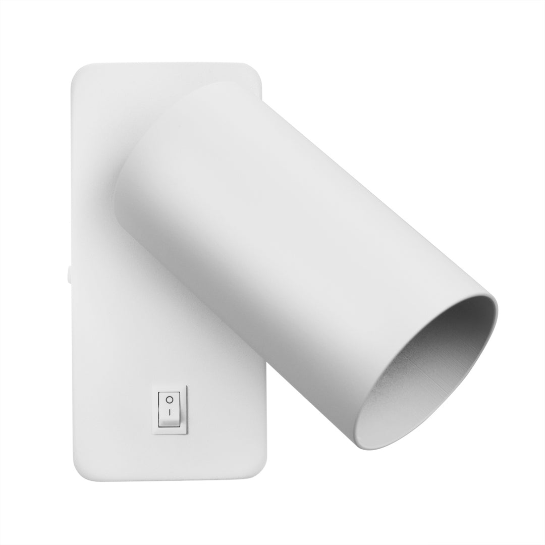 Maclean Aplique/plafón, spot, redondo, GU10, con interruptor 55x90mm, blanco, MCE369 W+Bombilla LED GU10 7W Maclean Energy MCE437 WW blanco cálido 3000K, 220-240V~, 50/60Hz, 490lm