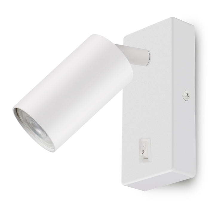 Maclean Aplique/plafón, spot, redondo, GU10, con interruptor 55x90mm, blanco, MCE369 W+Bombilla LED GU10 7W Maclean Energy MCE437 WW blanco cálido 3000K, 220-240V~, 50/60Hz, 490lm