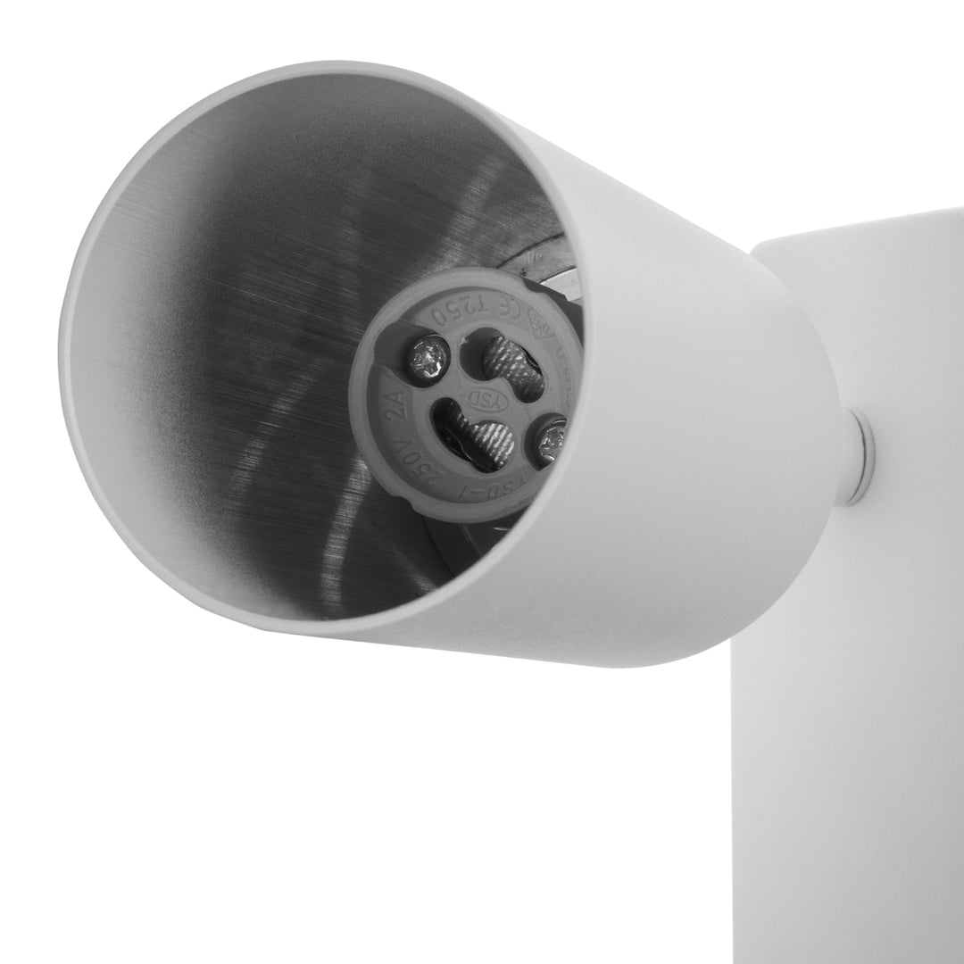 Aplique / lámpara de pared Maclean, spot, redondo, GU10, con interruptor 55x90mm, blanco, MCE369 W 2pcs+ Bombilla LED GU10 7W Maclean Energy MCE437 WW blanco cálido 3000K, 220-240V~, 50/60Hz, 2pcs