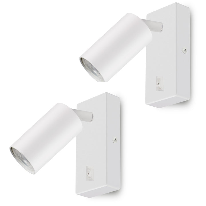 Aplique / lámpara de pared Maclean, spot, redondo, GU10, con interruptor 55x90mm, blanco, MCE369 W 2pcs+ Bombilla LED GU10 7W Maclean Energy MCE437 WW blanco cálido 3000K, 220-240V~, 50/60Hz, 2pcs