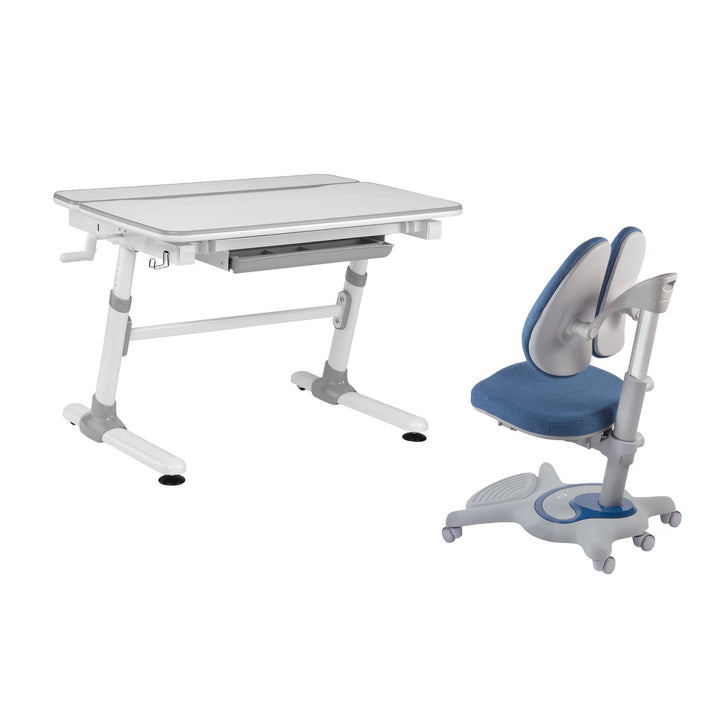 Ergo Office ergonomic height-adjustable children's desk, gray, max 100kg, ER-417 2cz +Ergo Office ergonomic children's chair, adjustable headrest, adjustable height, max 75kg, ER-484N