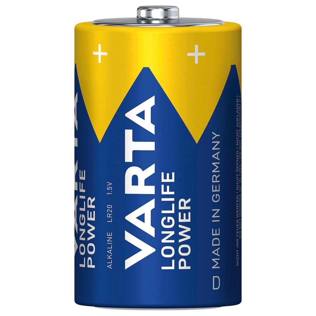 VARTA Longlife Power, 2 alkaline batteries, size D / R20, 1.5V