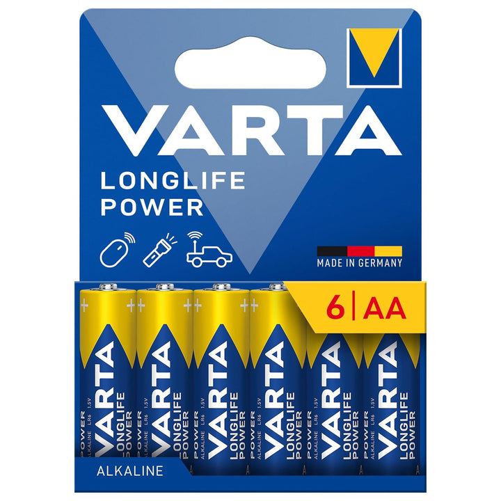 VARTA Longlife Power, 6 AA alkaline batteries, LR06, 1.5V