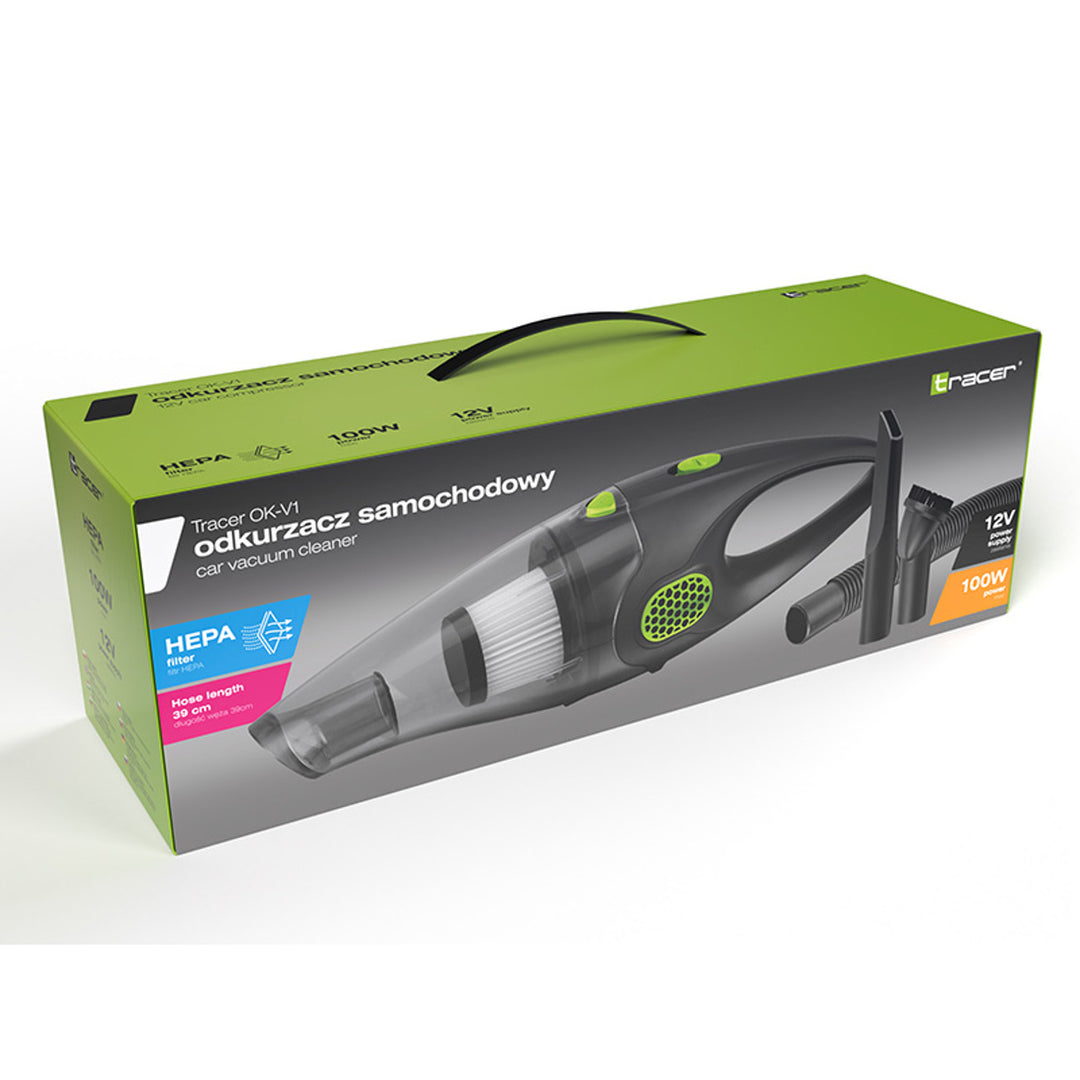 Tracer car vacuum cleaner, 2 HEPA filters, 12V, 100W power, OK-V1