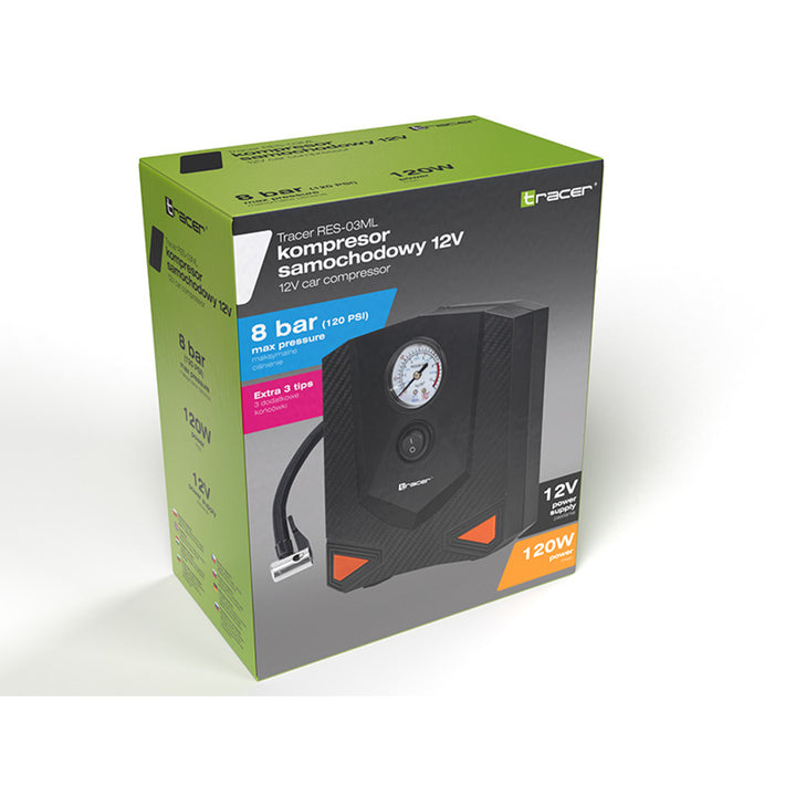 Tracer compressor, for car, motorcycle, bike, ball, 120W, 8 bar, RES-03ML