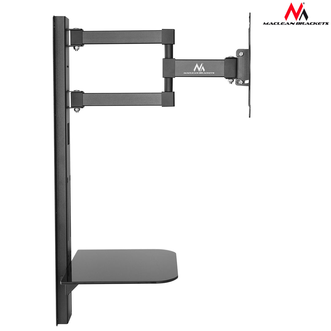 Maclean Soporte TV con estante DVD, VESA 200x200 , 23"-42", 30kg, MC-771+HDMI 2.0 4K 3D UHD 1.8m CABLE 48 bit