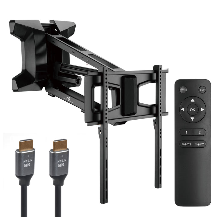 Elektrische Halterung für TV zur Montage über dem Kamin Maclean, max VESA 600x400, WiFi-Fernbedienung, 37"-70", max 35kg, MC-891 +Maclean HDMI 2.1a Kabel, 3m, 8K HDR, MCTV-442