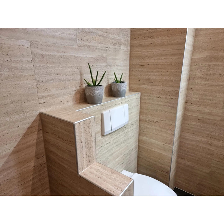 Fliesana - Zelfklevende wand- en vloertegels - set van 3 - waterbestendig - Ontwerp: natuursteen