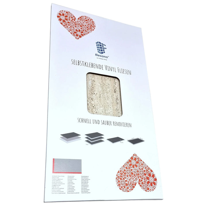 Fliesana - Zelfklevende wand- en vloertegels - set van 3 - waterbestendig - Ontwerp: natuursteen