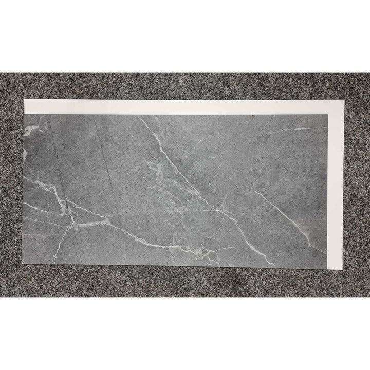 Self-adhesive tiles for wall floor Fliesana, set of 3 pieces, waterproof, natural stone pattern, dark gray color