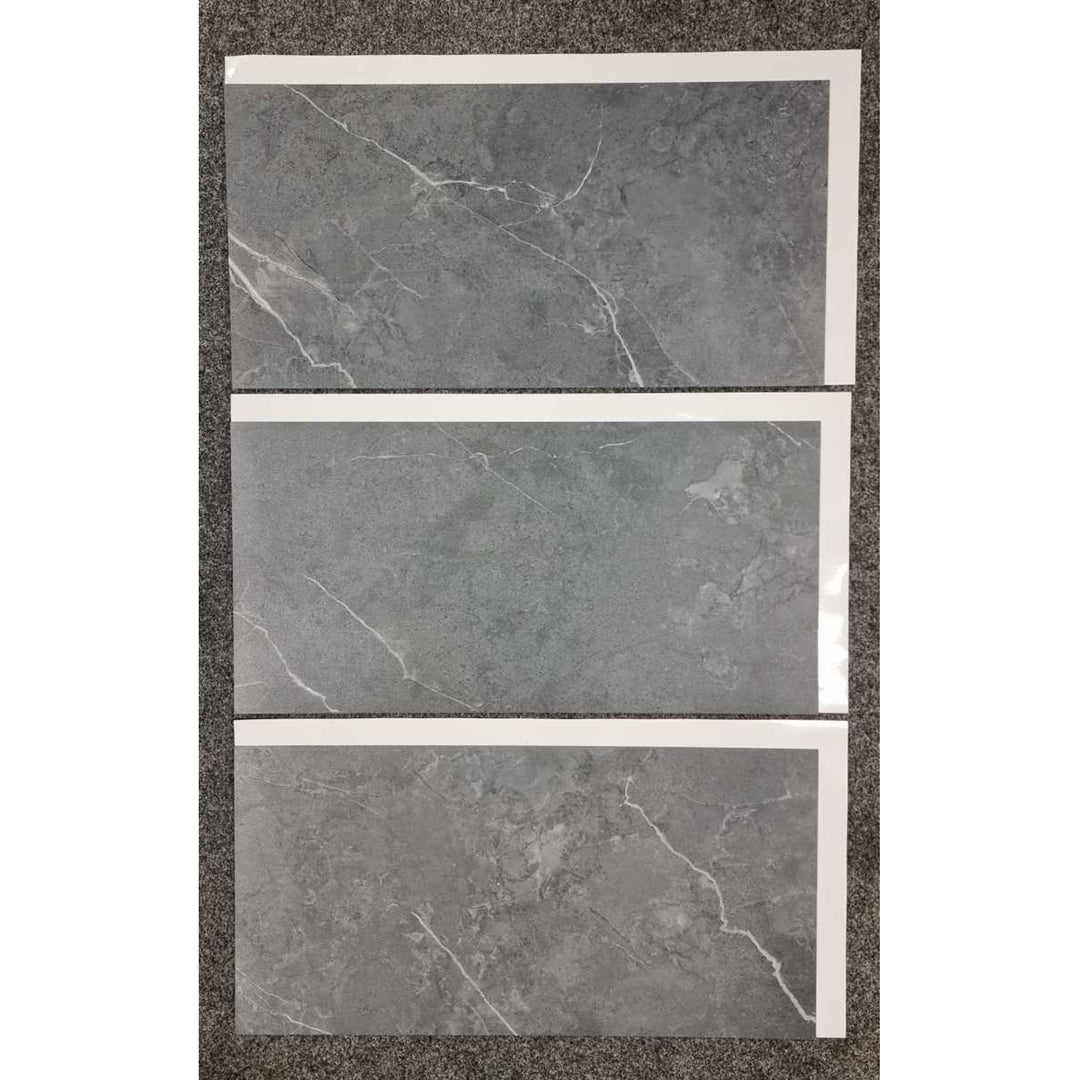 Self-adhesive tiles for wall floor Fliesana, set of 3 pieces, waterproof, natural stone pattern, dark gray color