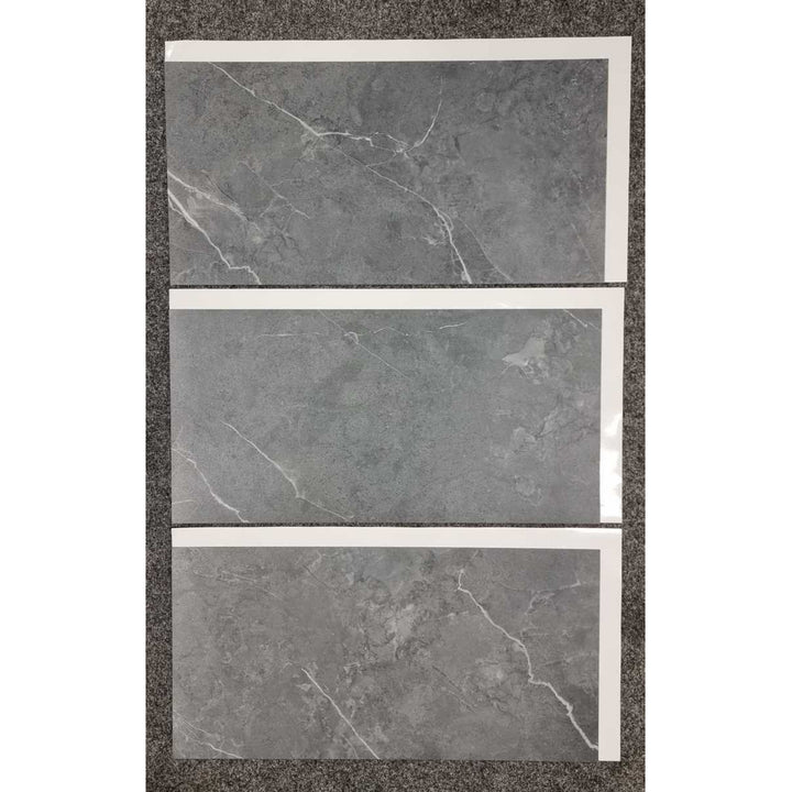 Self-adhesive tiles for wall floor Fliesana, set of 3 pieces, waterproof, natural stone pattern, dark gray color