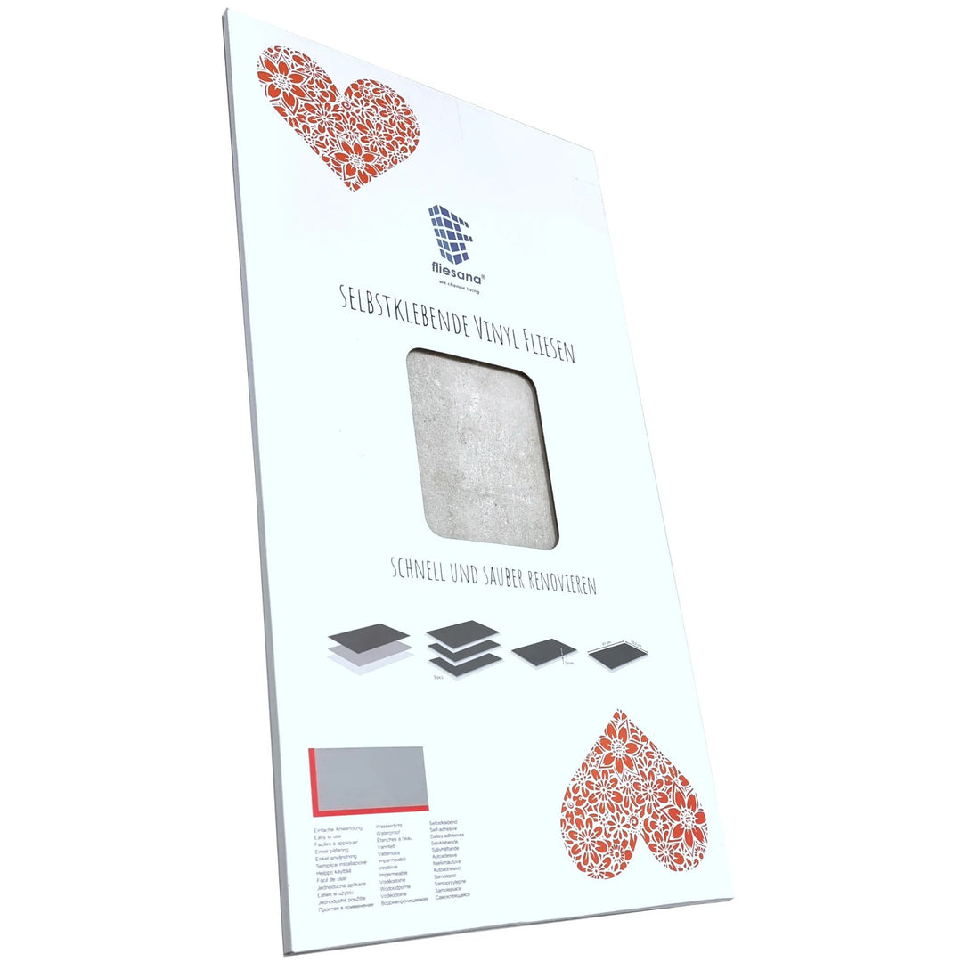 Fliesana Baldosas autoadhesivas para paredes y suelos, juego de 3, impermeable, Color gris claro