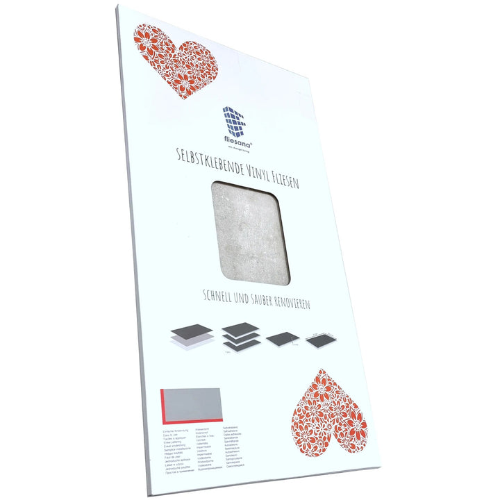 Fliesana Baldosas autoadhesivas para paredes y suelos, juego de 3, impermeable, Color gris claro
