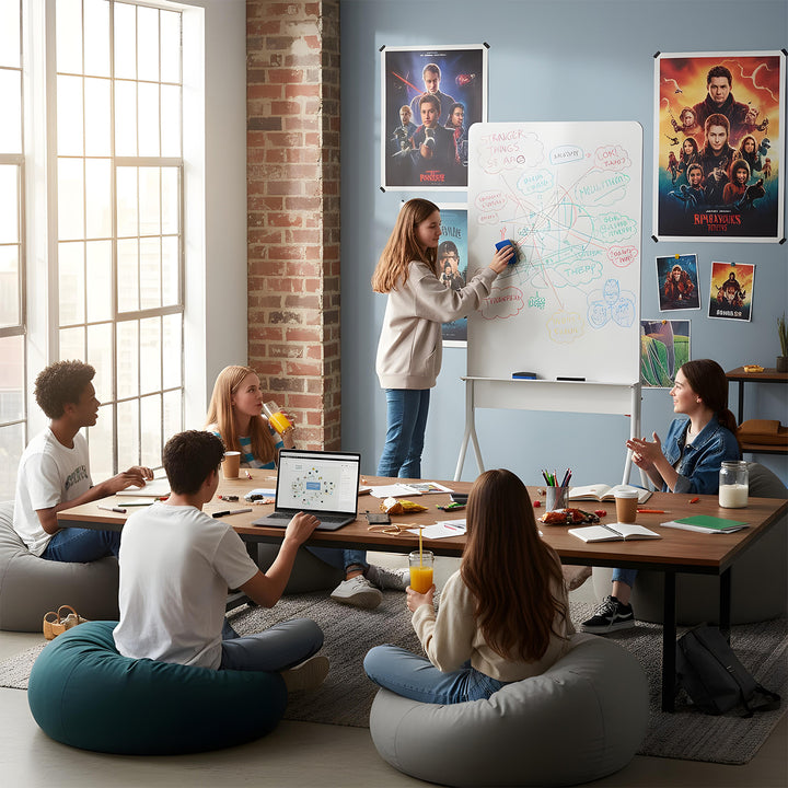 Ergo Office mobile dry erase board, vertical orientation, white, single sided, with shelf, board dimensions 1190x790mm, ER-305