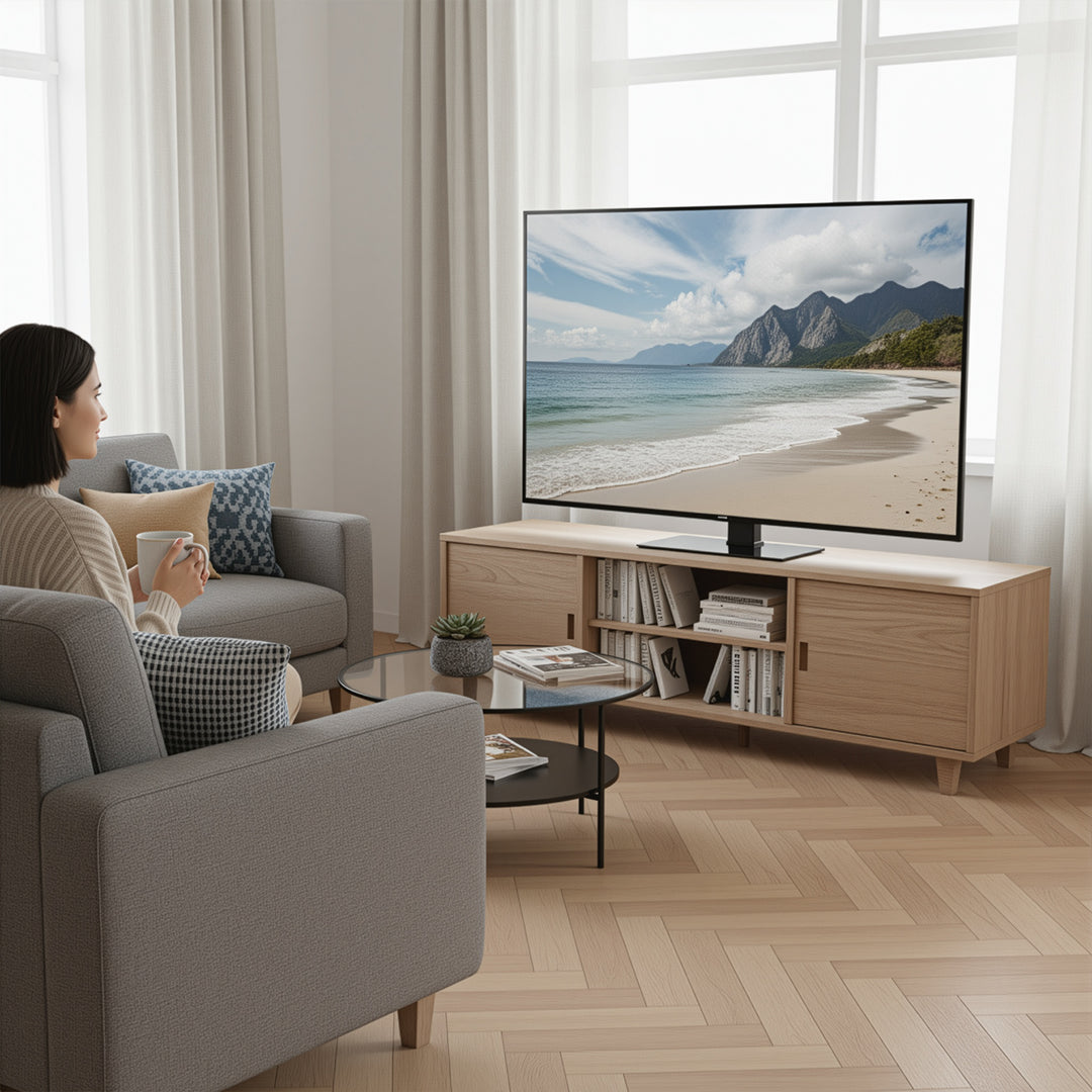 Universal-TV-Ständer Maclean, für RTV-Schrank, Ständer, max. 40kg, max. VESA 400x400, Höhen- und Winkelverstellung, für TV-Geräte 32-65", MC-1240