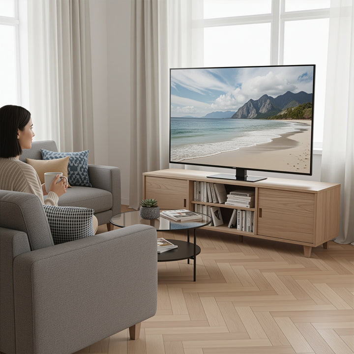 Universal-TV-Ständer Maclean, für RTV-Schrank, Ständer, max. 40kg, max. VESA 400x400, Höhen- und Winkelverstellung, für TV-Geräte 32-65", MC-1240