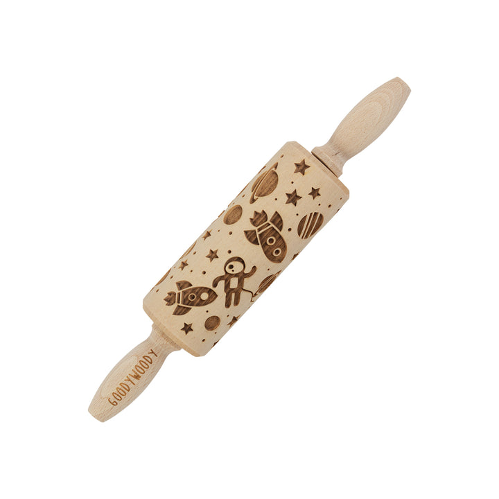 Rouleau à gâteau gravé Goody Woody, 23,5 cm, bois de hêtre, design cosmos