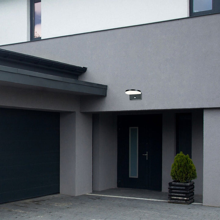 Rabalux outdoor wall lamp, motion sensor, 9W, black, Batida