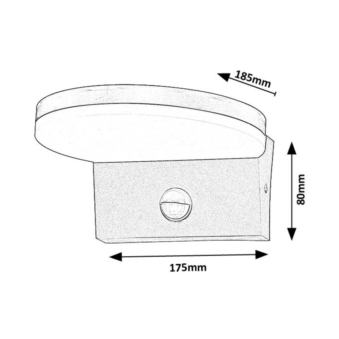 Rabalux outdoor wall lamp, motion sensor, 9W, black, Batida