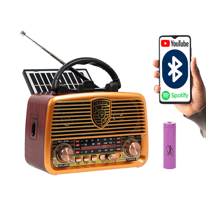 BLOW RA10 solar analog AM/FM BT portable radio retro style