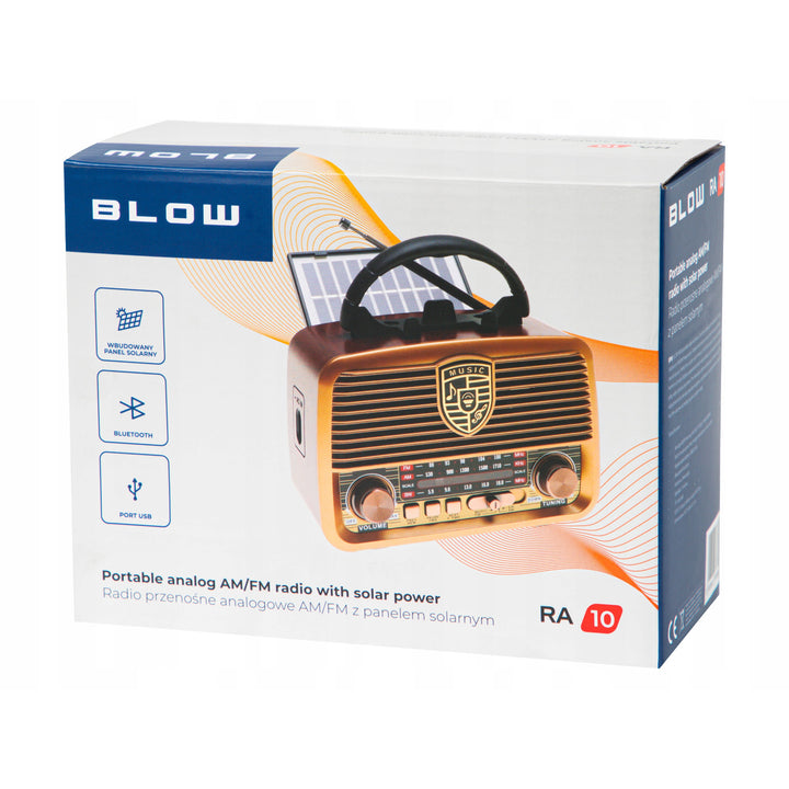BLOW RA10 solar analog AM/FM BT portable radio retro style