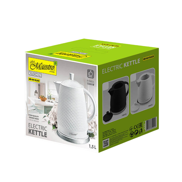 Maestro ceramic kettle, 1.5l capacity, 1500W, black, MR069