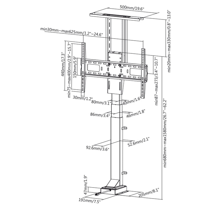 Maclean Soporte de extensión de cable eléctrico, 37''-65'', VESA 600x400, máx. 50kg, MC-866 + CABLE HDMI 2.0 4K 3D UHD 1,8m 48 bit