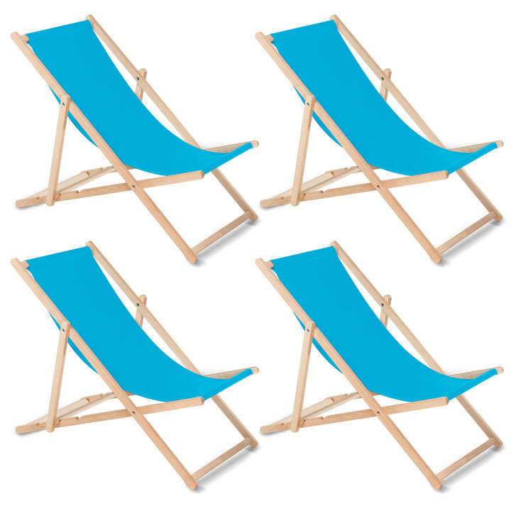 GreenBlue GB183 Tumbona clásica de haya, Color azul, 4 unidades
