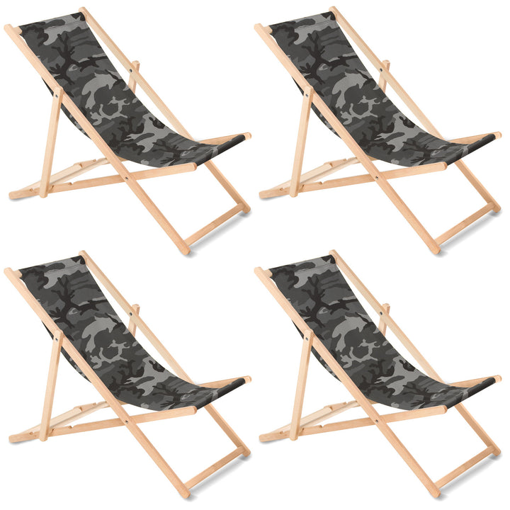 GreenBlue GB183 Tumbona clásica de madera de haya, Color gris marengo, 4 unidades