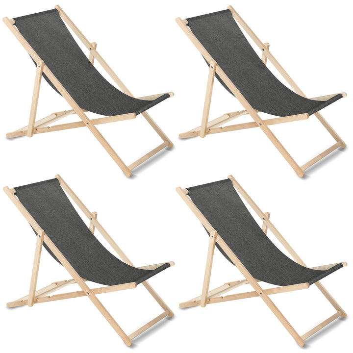 GreenBlue GB183M Tumbona clásica de haya negra melange, 4 unidades