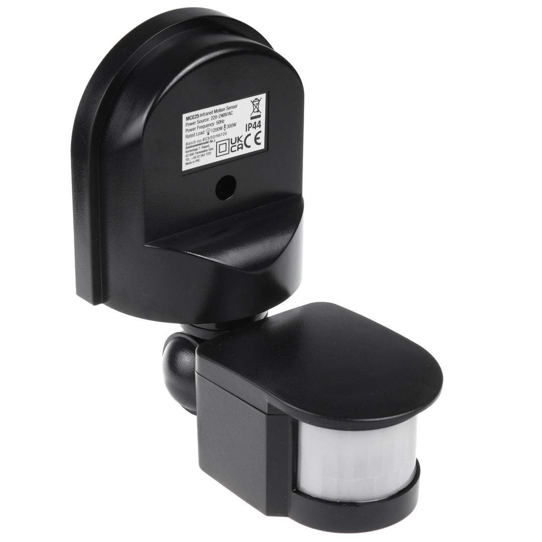 Maclean Sensor de movimiento y crepuscular de pared, 180°, max. 1200W, blanco y negro, MCE25