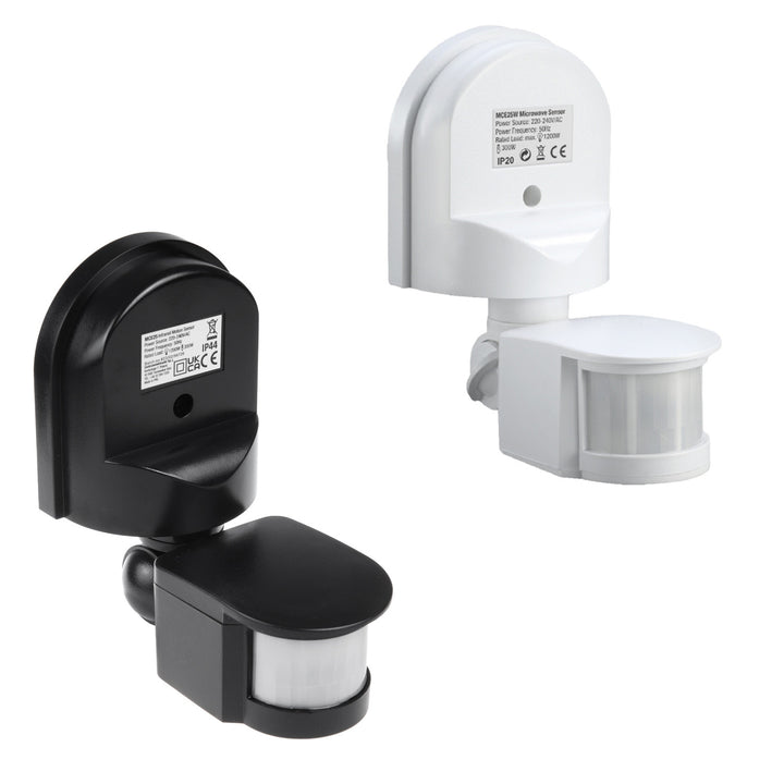 Maclean Sensor de movimiento y crepuscular de pared, 180°, max. 1200W, blanco y negro, MCE25