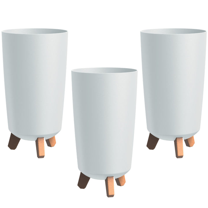 Prosperplast flower pot, diameter 195mm, height 365mm, on legs, white, Gracia Tubus Slim, set of 3 pieces