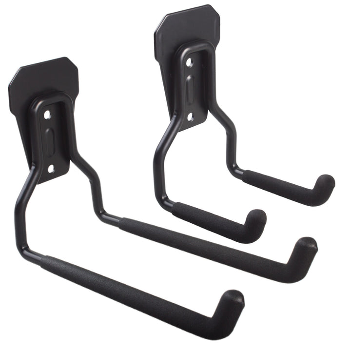 Maclean Garagenwandhalterung, für Reifen, Gartengeräte, Leiter, Gartenschläuche, Stahl, Tragfähigkeit 35kg, MC-439 + Garagenstahlwandhaken 35kg schwarz