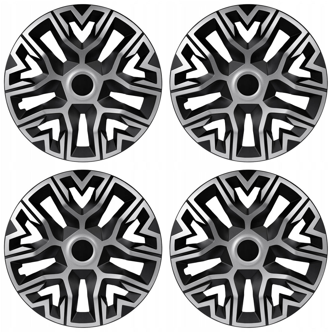 Universal hubcaps 14'' NRM The Best Bicolor silver and black 4 pieces
