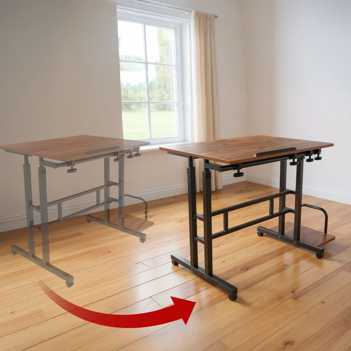 Maclean mobile laptop table desk, black, top 80x60cm, 50kg max, height adjustment 67-115 cm, MC-124 B