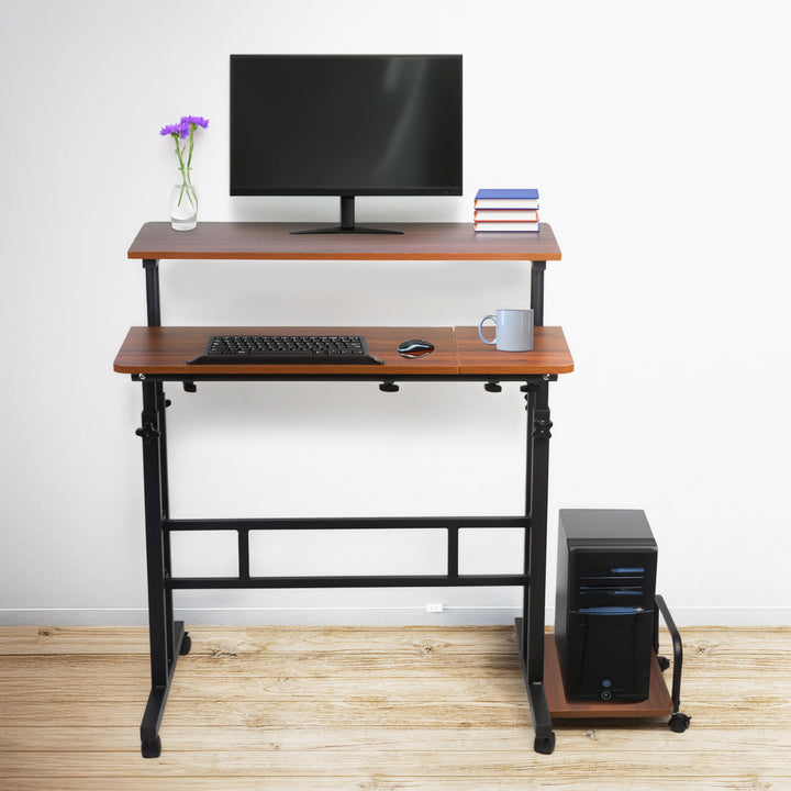 Maclean mobile laptop table desk, black, top 80x60cm, 50kg max, height adjustment 67-115 cm, MC-124 B