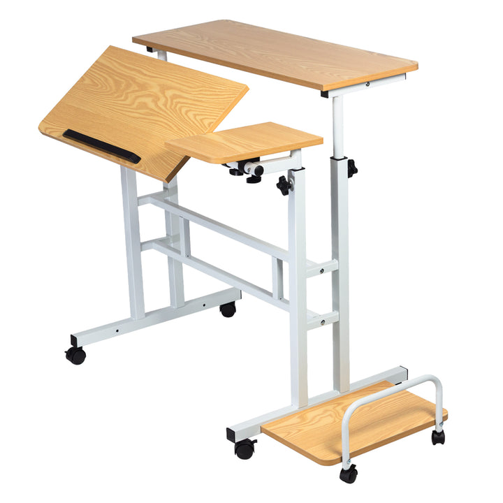 Mobiler Laptop-Tisch Maclean, weiß, Platte 80x60cm, 50kg max, Höhenverstellung 67-115cm , MC-124 W