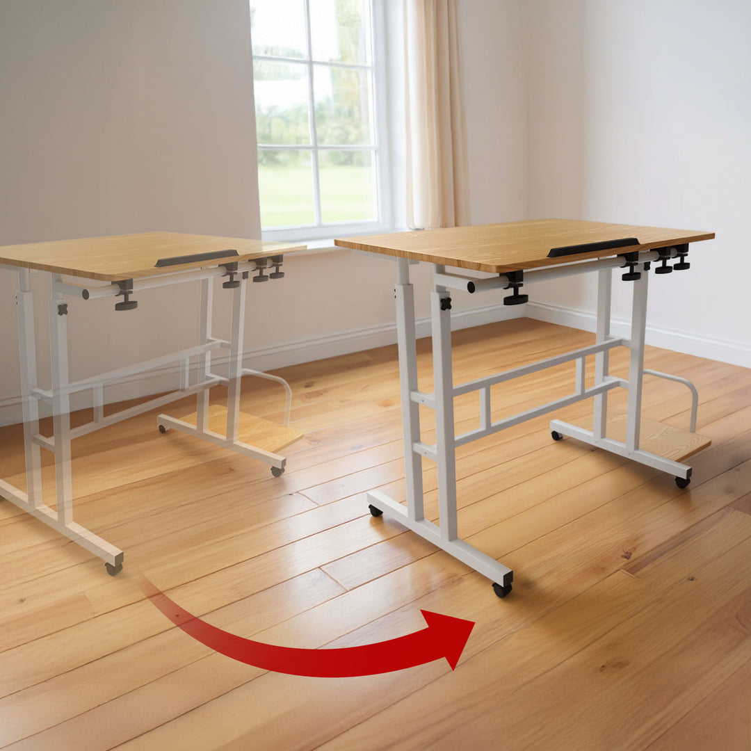 Mobiler Laptop-Tisch Maclean, weiß, Platte 80x60cm, 50kg max, Höhenverstellung 67-115cm , MC-124 W