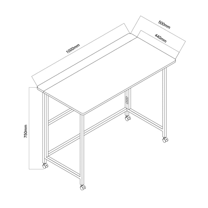 Maclean Klapptisch, schwarz, mobil, Platte 100x50cm, max. 50kg, MC-1250 B